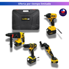 Kit de 4 Herramientas Inalámbricas - Taladro, Llave de impacto, Esmeril angular y RotoMartillo demoledor