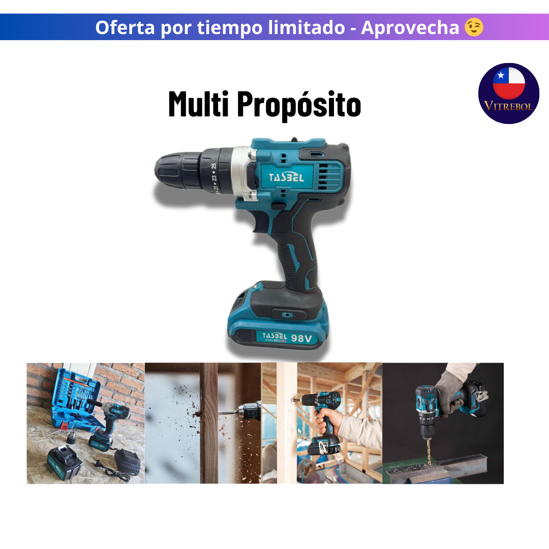 Potente Taladro Con Accesorios 98v Inalámbrico - tasbel
