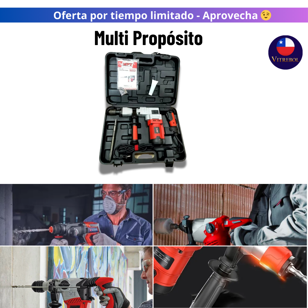 Demoledor Rotomartillo 1250 W alto impacto - incluye CINCELES