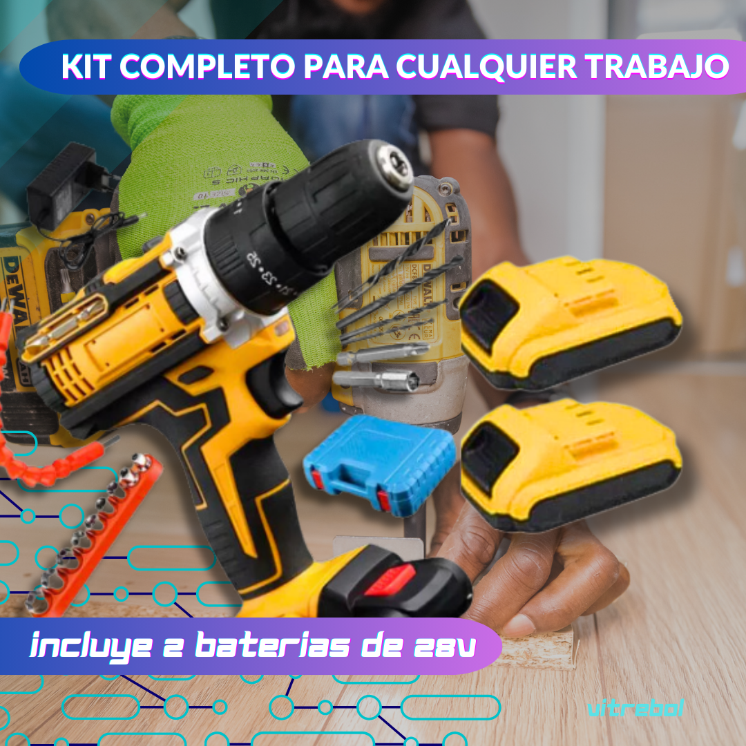 Kit Taladro Inalámbrico - con 2 baterias de litio
