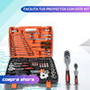 Kit de Herramientas 121 Piezas: Llaves, Dados y Puntas de 1/4