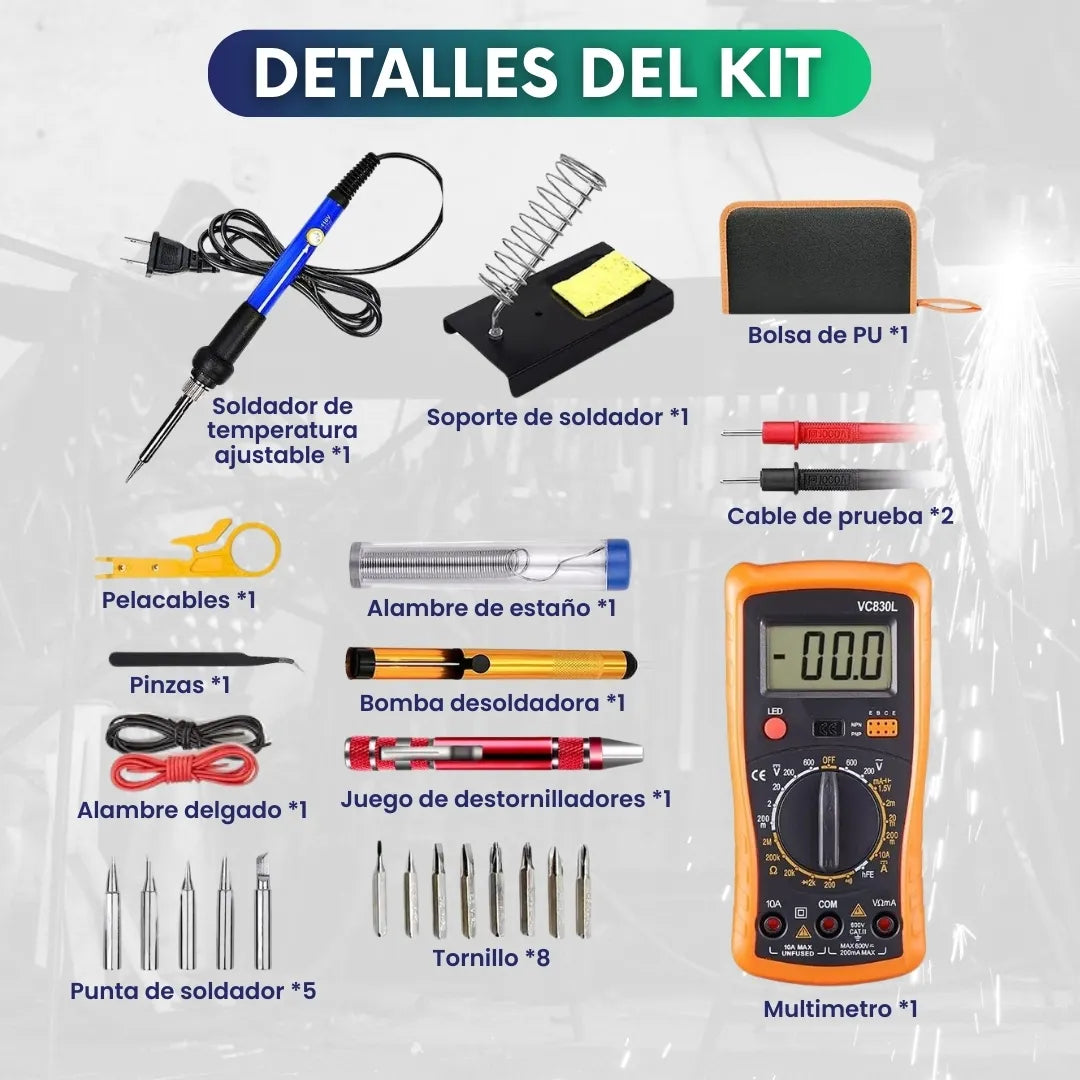 Kit de Soldadura para Electrónica 28 en 1 + Multimetro de regalo🎁