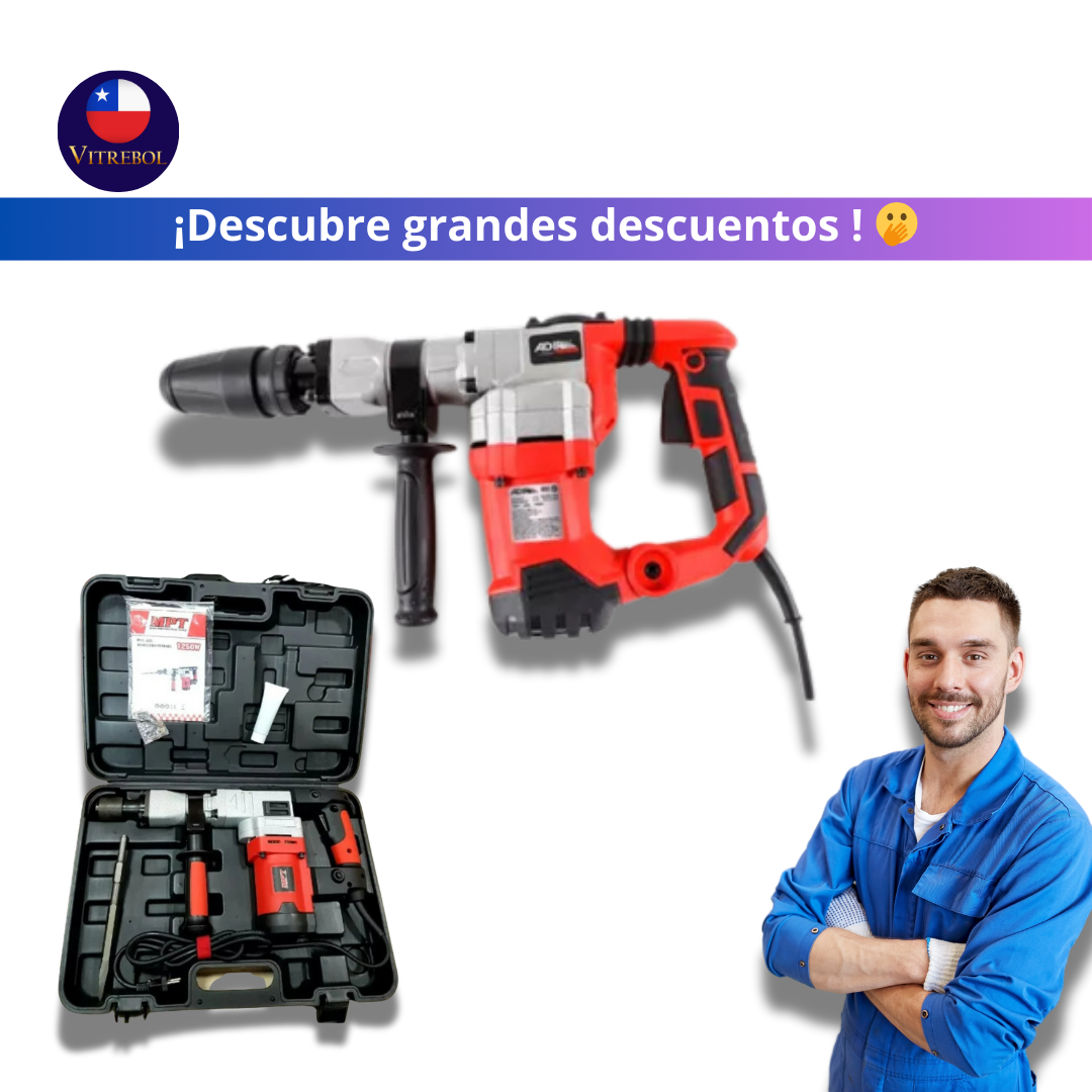 Demoledor Rotomartillo 1250 W alto impacto - incluye CINCELES