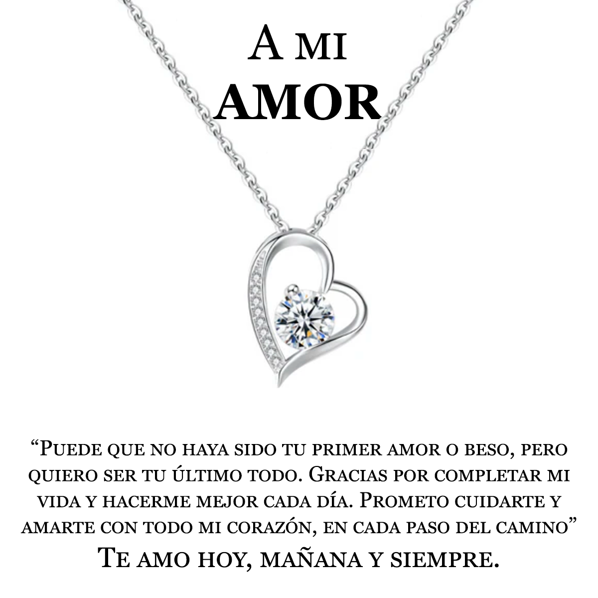 Collar Amor Eterno | Caja con Luz y Dedicatoria <span style="color: #000000;"><strong><span style="color: #ff2a00;">Plata 100% Autentica </span></strong></span>