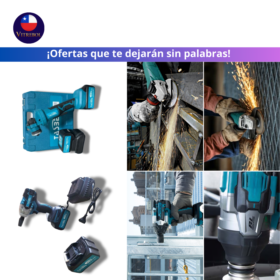 Set de Herramientas Inalámbricas de 98V: Llave de Impacto y Esmeril – Potencia y Versatilidad en un Solo Kit 🔧⚡✨