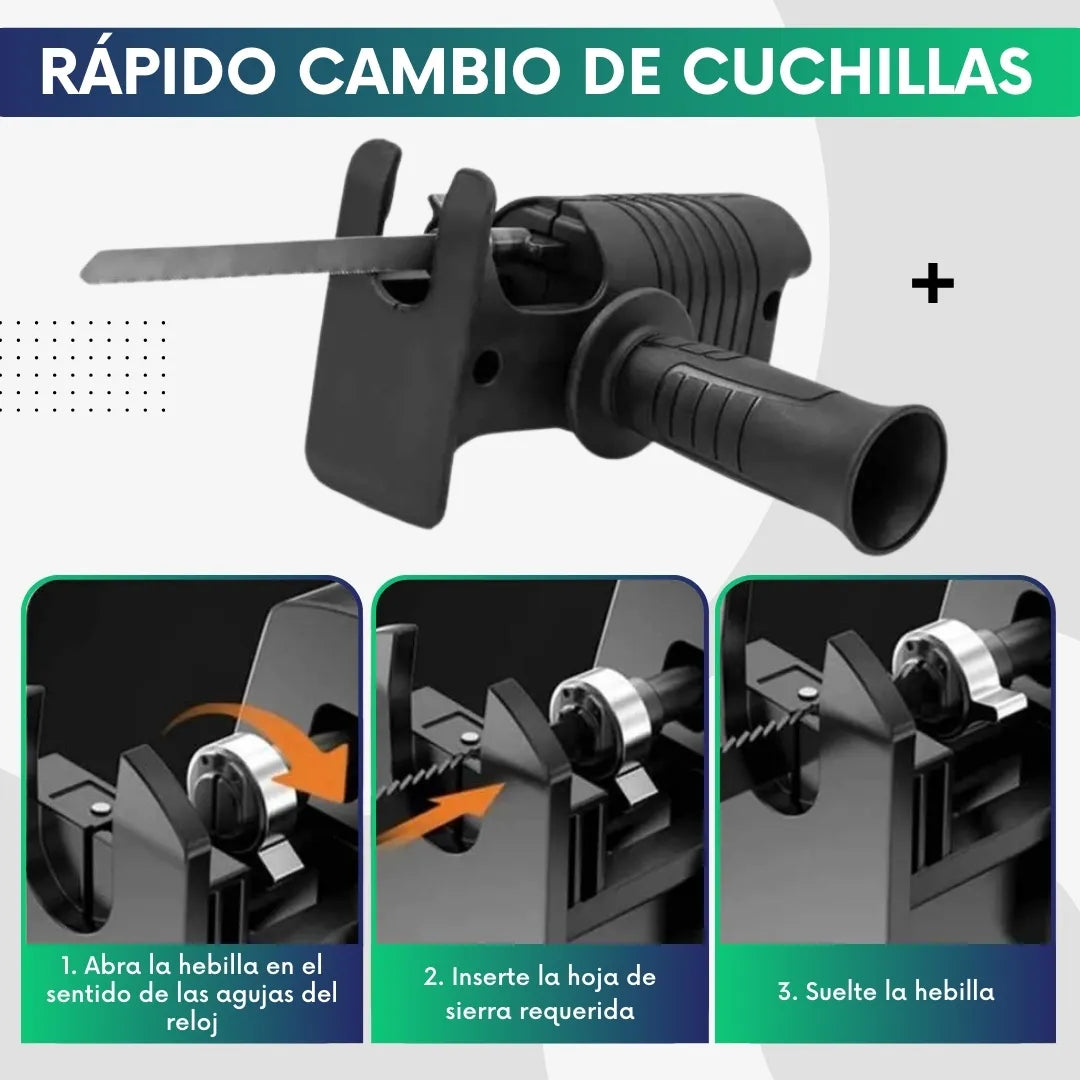 Adaptador sierra eléctrica para taladro + 3 hojas de sierra