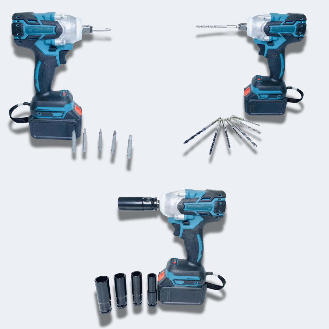 Llave Taladro de Impacto Inalambrico doble batería de 48v + Accesorios