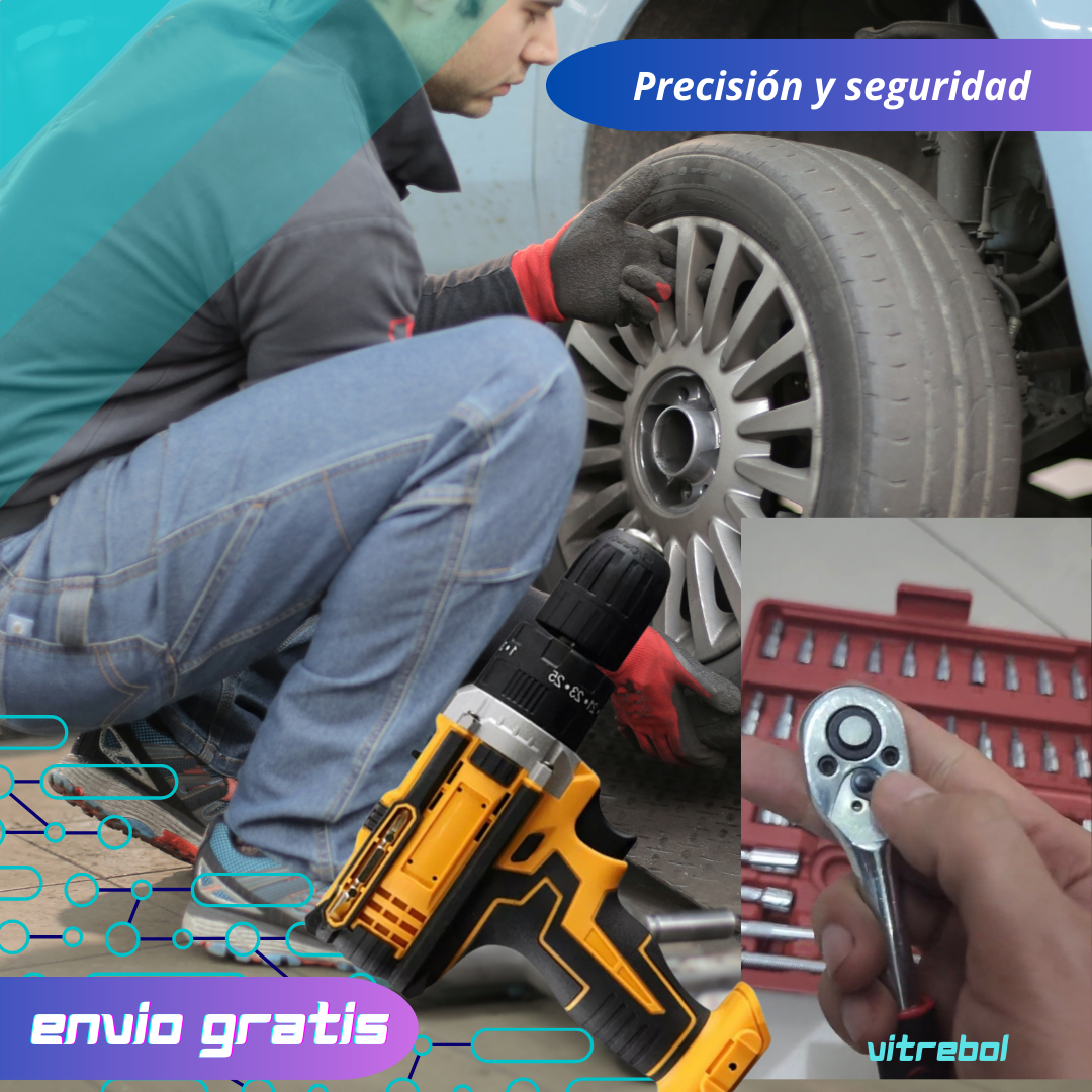 Pack Taladro Inalámbrico 98 V+ Juego Dados 46pcs