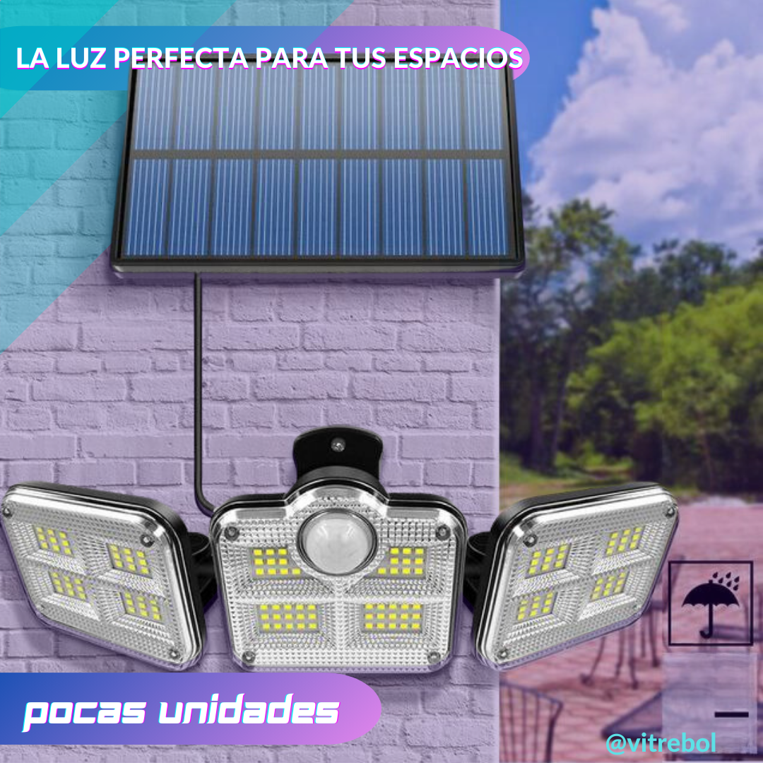 Lampara Solar con 3 Focos - Ideal para entradas o zonas sin electricidad