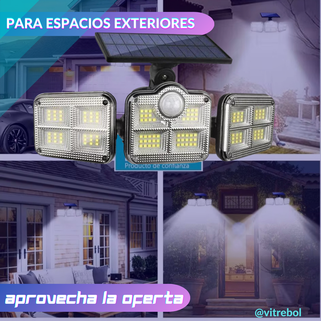 Lampara Solar con 3 Focos - Ideal para entradas o zonas sin electricidad
