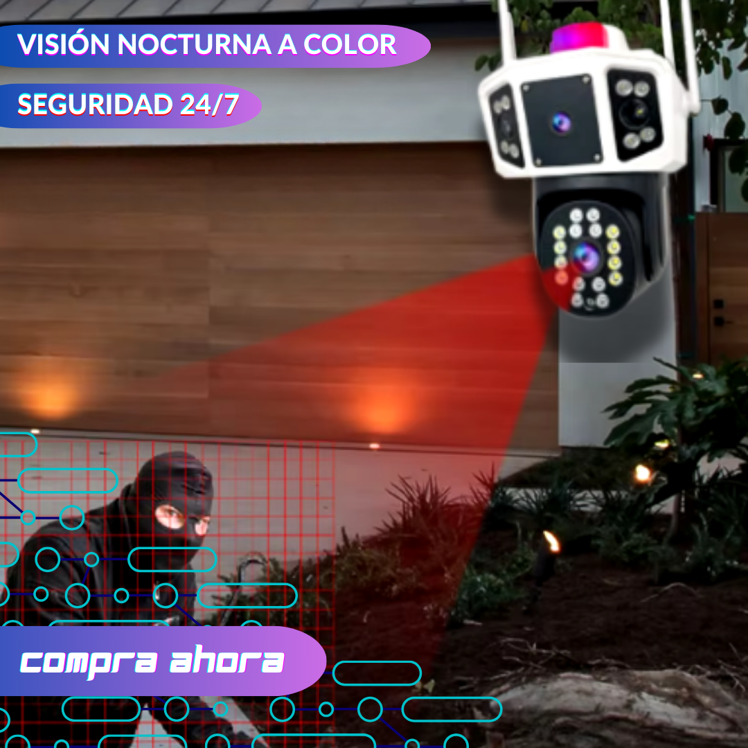 Cámara 3 Pantallas simultáneas - 4K - Alta nitidez, visión nocturna a color.