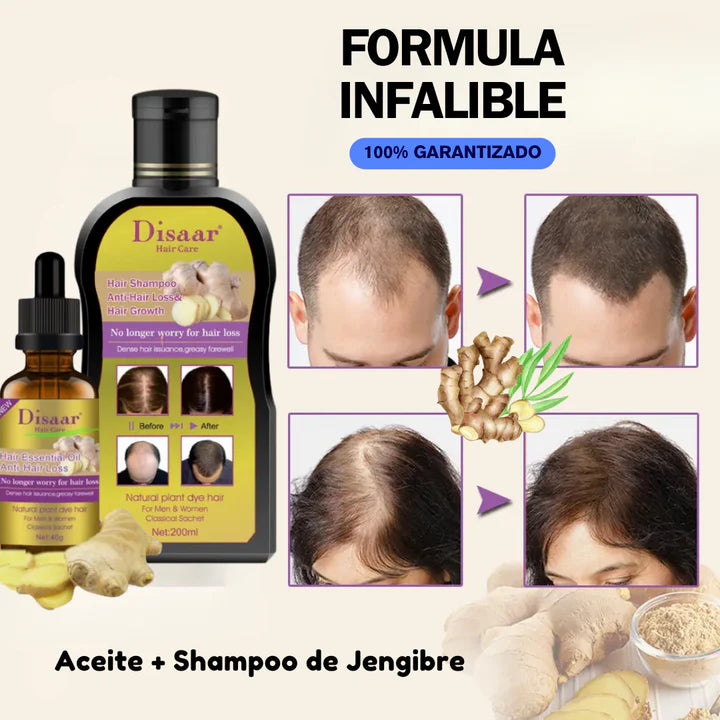 PACK ANTI CAIDA (1 SHAMPOO ORGANICO JENGIBRE + 1 ACEITE SERUM) 🌿 -  ( Pagar en Casa al recibir )