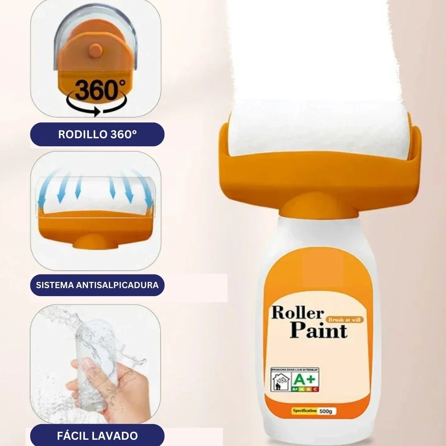 Rodillo mágico recargable + 400ml de pintura blanca 🎁